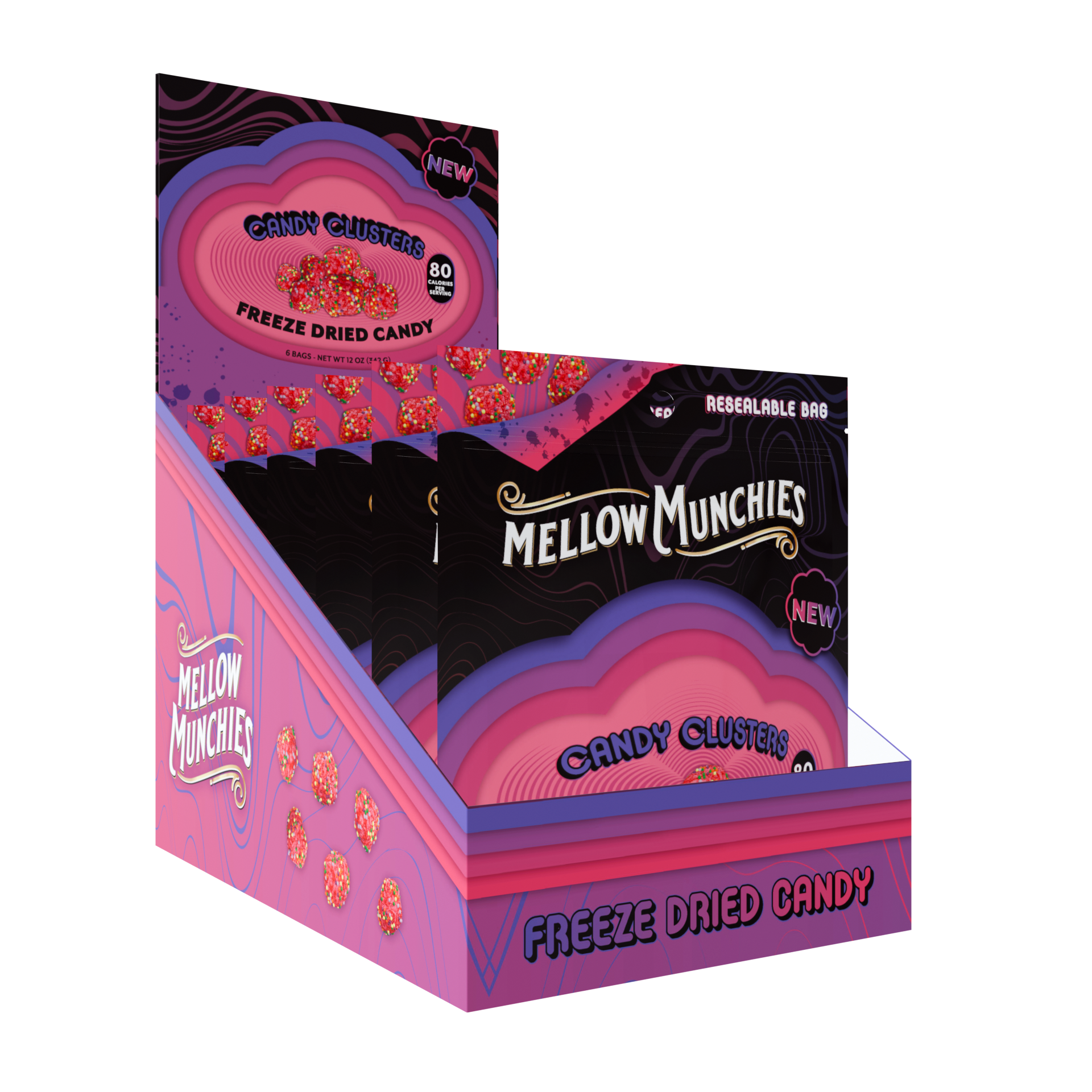 Mellow Munchies Snacks Freeze Dried Candy Share Size Bags Candy Clusters